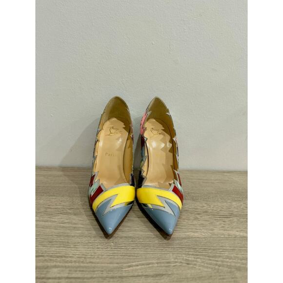 NWOT Christian Louboutin Explotek 100 Zigzag Metallic Leather Pumps Multi US 7 - Picture 6 of 10